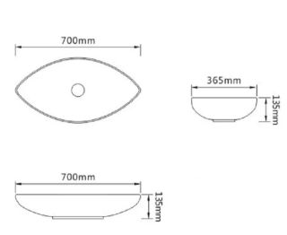 Раковина накладная SantiLine SL-1078 70см белый